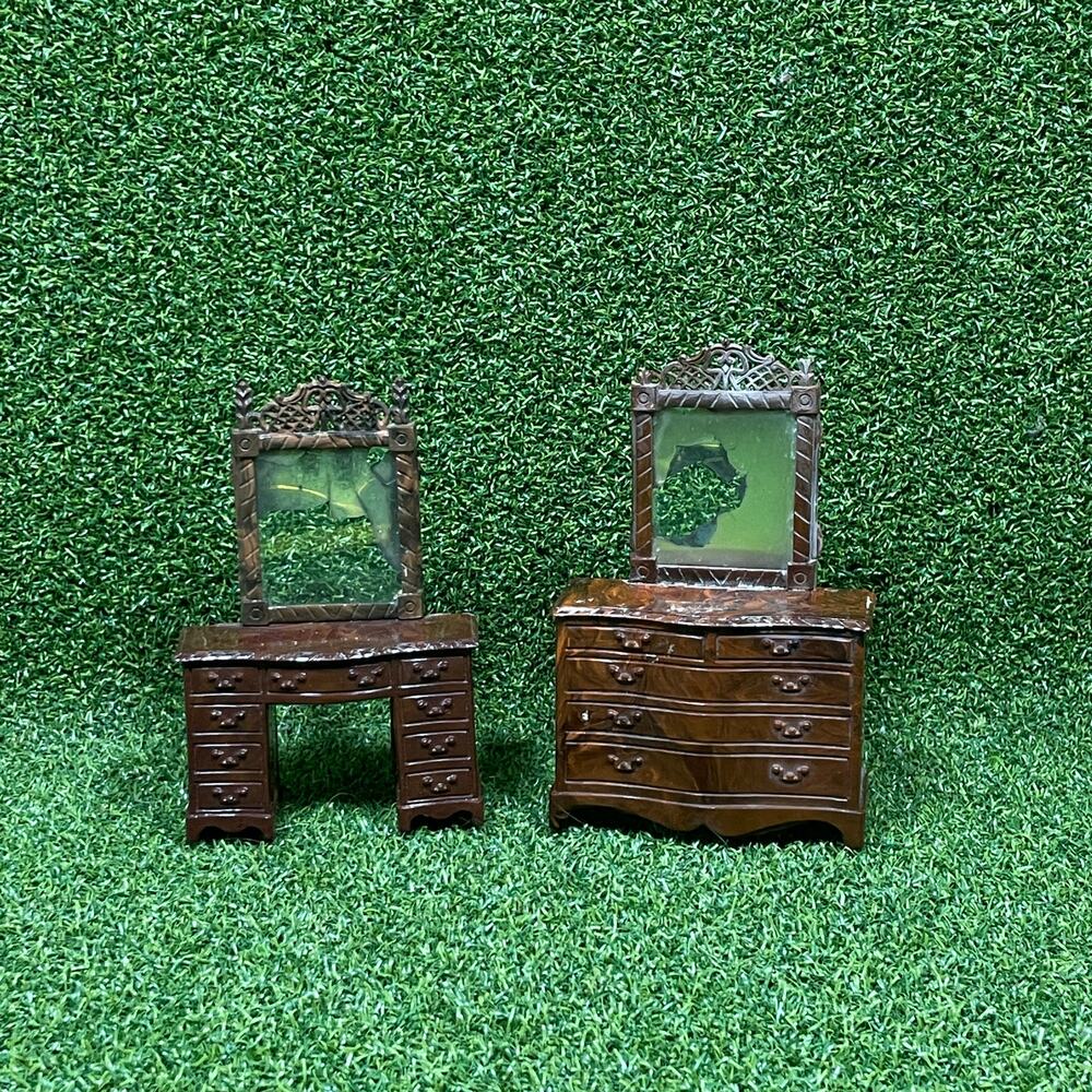 Vintage Brown Plastic Bedroom Vanity Dressing Table Lot